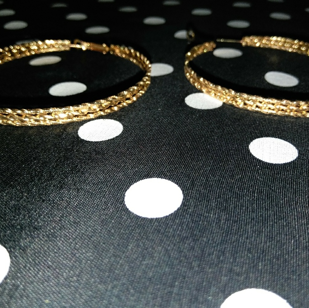 Triple Encrusted Link Hoop earrings